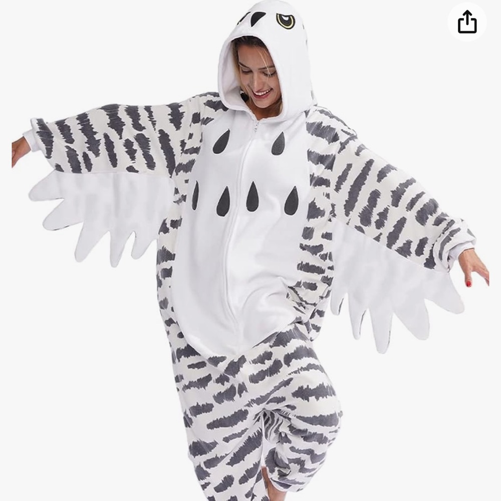 LZBXBXDA Unisex Adult Snowy owl Onesie One Piece Pajamas Costume